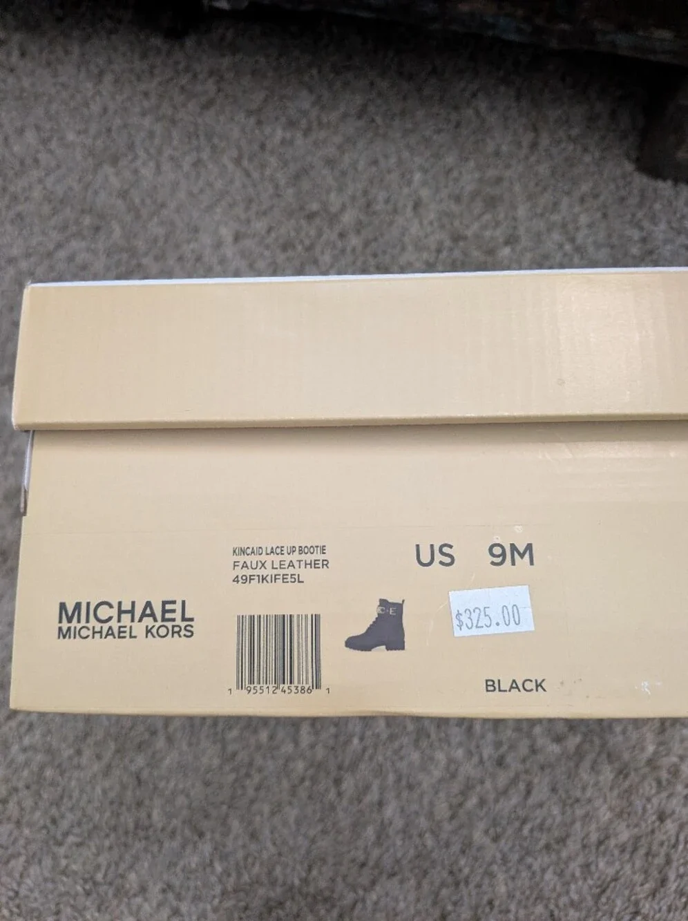 Michael Kors Black Leather Combat Boots with Gold MK Accent Size 9